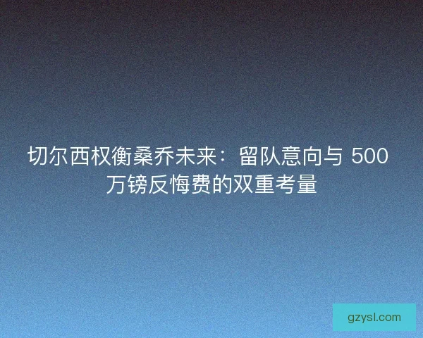 切尔西权衡桑乔未来：留队意向与 500 万镑反悔费的双重考量