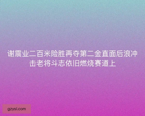 谢震业二百米险胜再夺第二金直面后浪冲击老将斗志依旧燃烧赛道上 谢震业二百米险胜再夺第二金直面后浪冲击老将斗志依旧燃烧赛道上